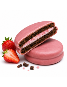 Biscotto ricoperto al gusto fragola con morbido ripieno cremoso, per una pausa dolce e golosa in perfetto stile Ketozona. 2